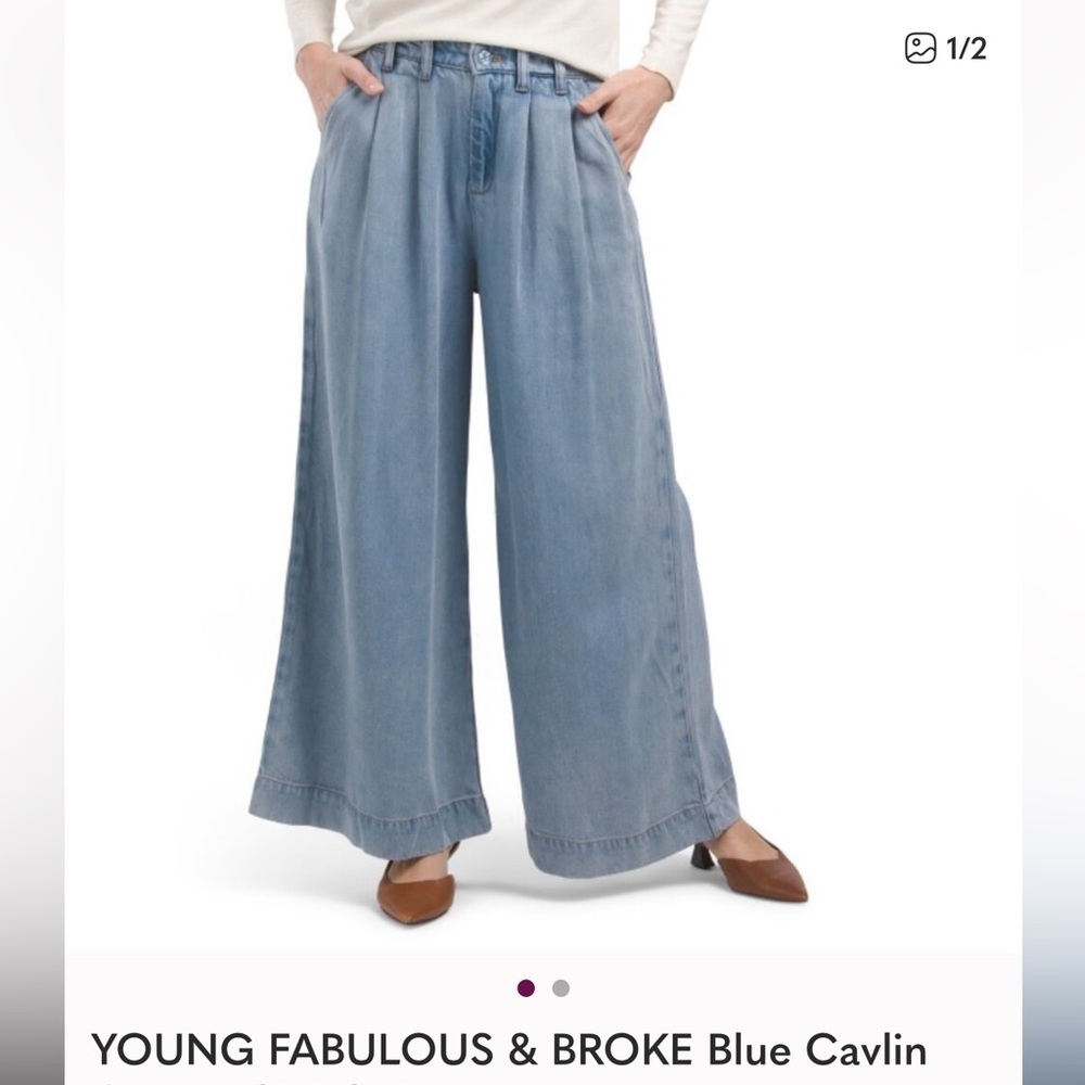 Young broke and fabulous Light Blue Wide-Leg Pants
